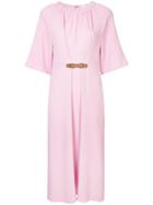 Tibi Shirred Neck Midi Dress - Pink