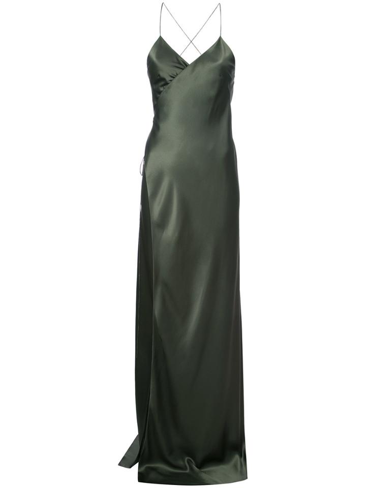 Michelle Mason Strappy Wrap Gown - Green
