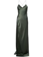 Michelle Mason Strappy Wrap Gown - Green