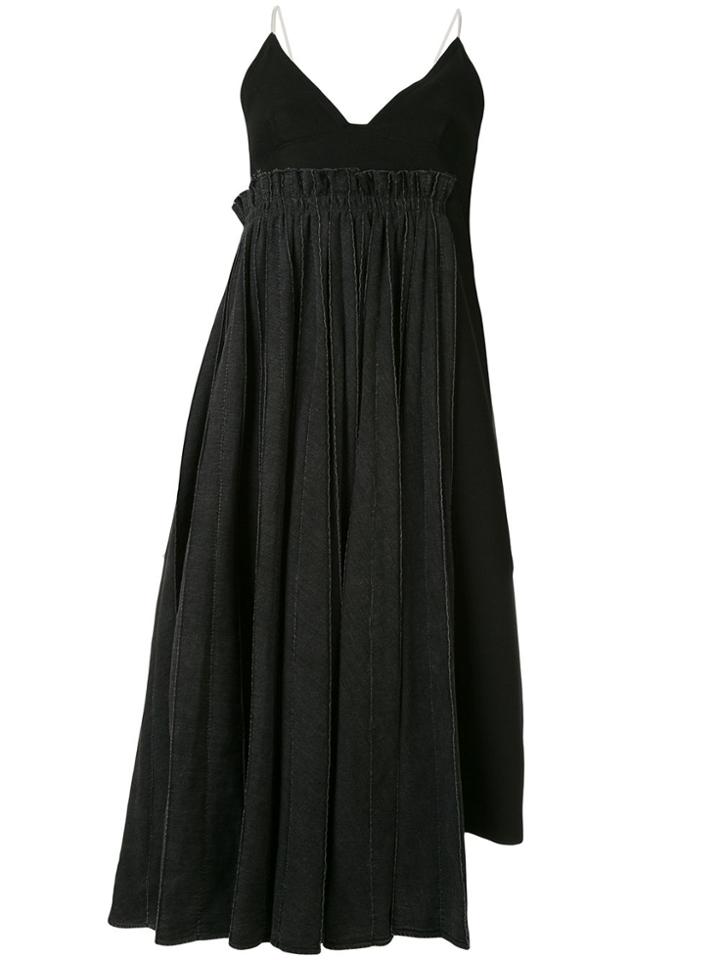 Sacai Denim Panel Slip Dress - Black