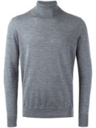 Closed Roll Neck Sweater, Men's, Size: Small, Grey, Virgin Wool