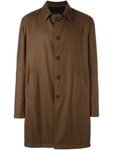 Lardini Rvr Buttoned Raincoat, Men's, Size: 52, Brown, Nylon/wool