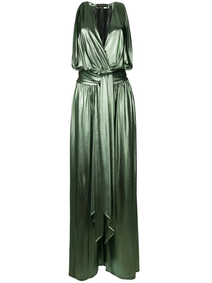 Alexandre Vauthier Draped Lamé Gown - Green