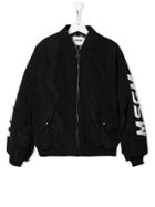 Msgm Kids Logo Print Bomber Jacket - Black