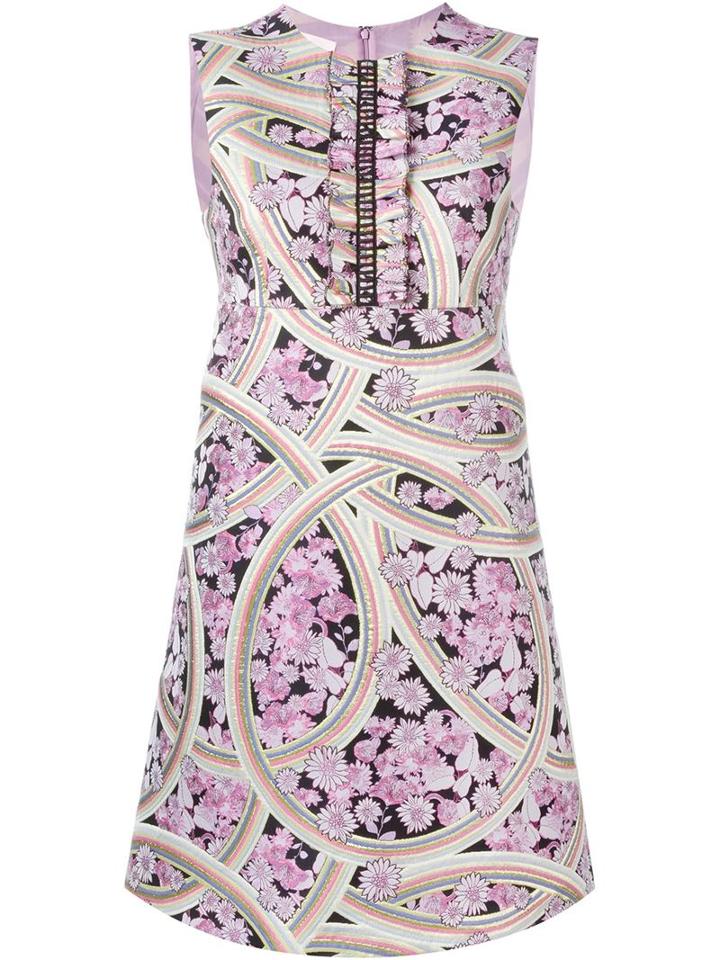 Giamba Printed Flared Dress, Women's, Size: 42, Pink/purple, Polyester