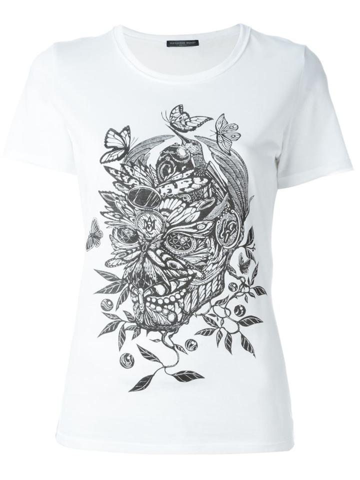 Alexander Mcqueen Floral Skull Print T-shirt, Women's, Size: 40, White, Cotton