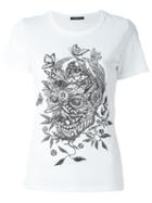 Alexander Mcqueen Floral Skull Print T-shirt, Women's, Size: 40, White, Cotton