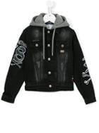 Philipp Plein Kids Hooded Denim Jacket, Boy's, Size: 10 Yrs, Grey