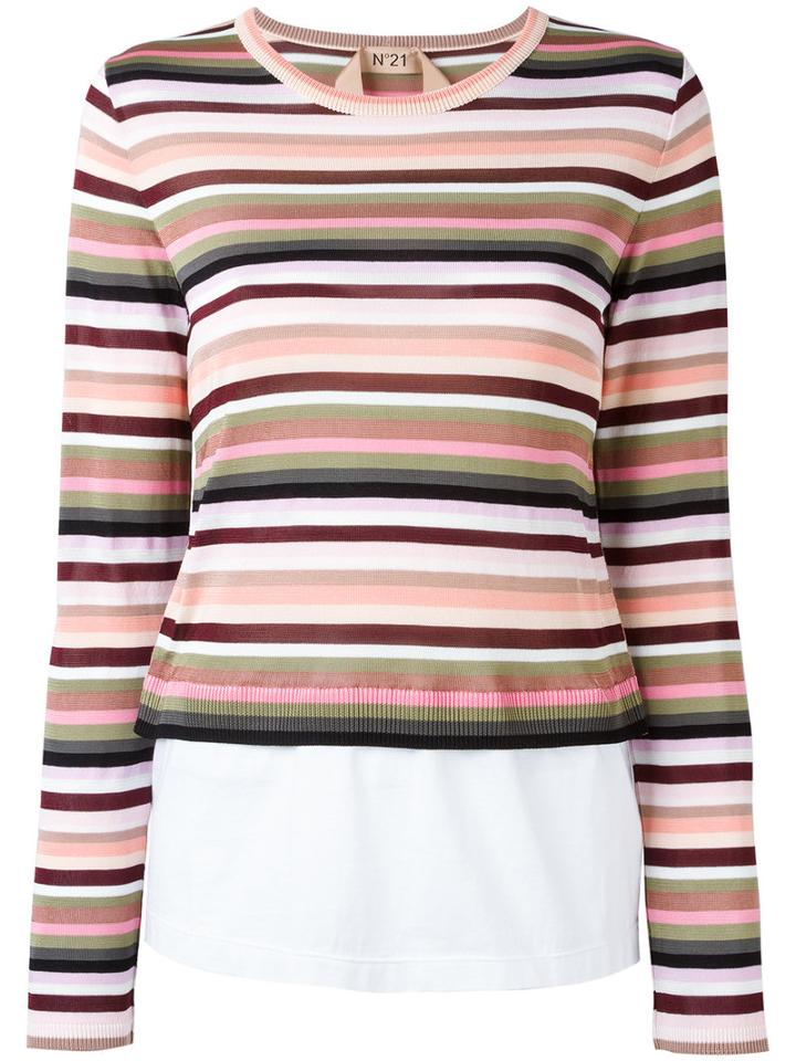 No21 Layered Stripe Jumper, Women's, Size: 40, Cotton/viscose/polyester/polyamide
