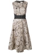 Lela Rose Glitter Patch Cinched Dress - Metallic