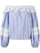 Forte Couture Off-shoulder Striped Blouse - Blue