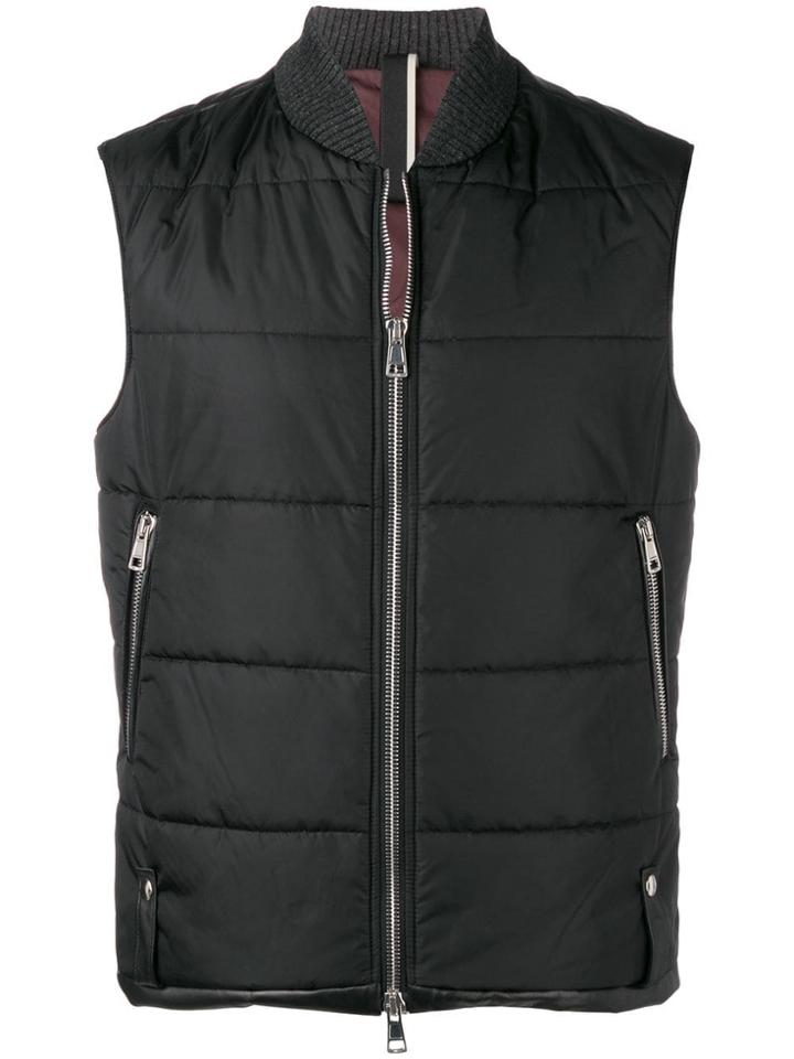 Low Brand Quilted Zipped Jacket - Black