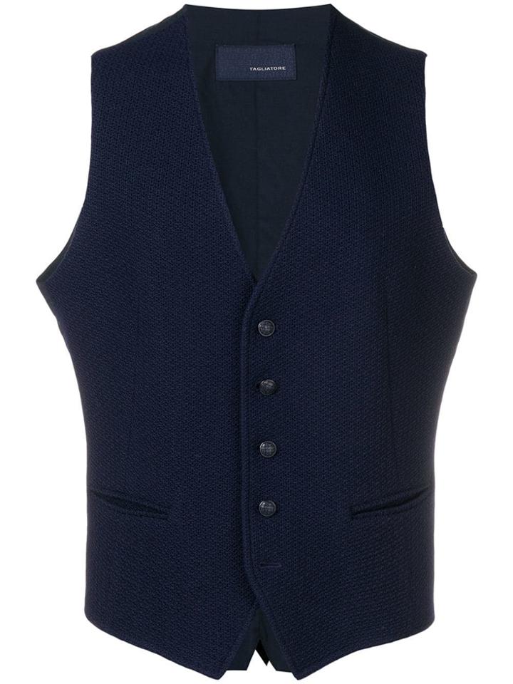 Tagliatore Textured Gilet - Blue