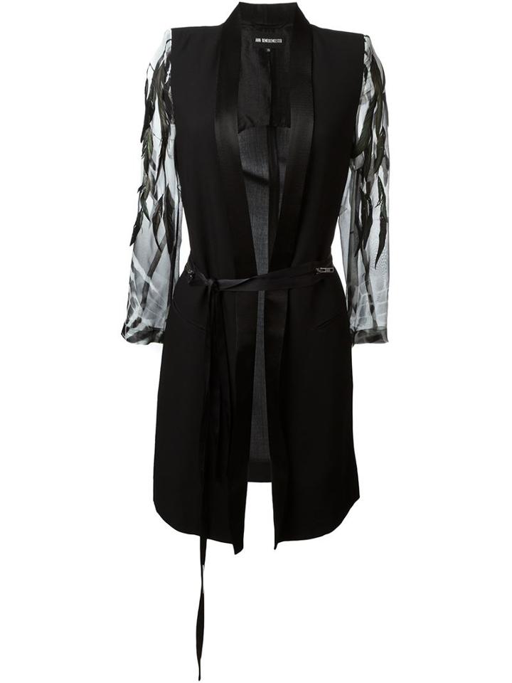 Ann Demeulemeester Feather Embellished Sheer Sleeve Jacket