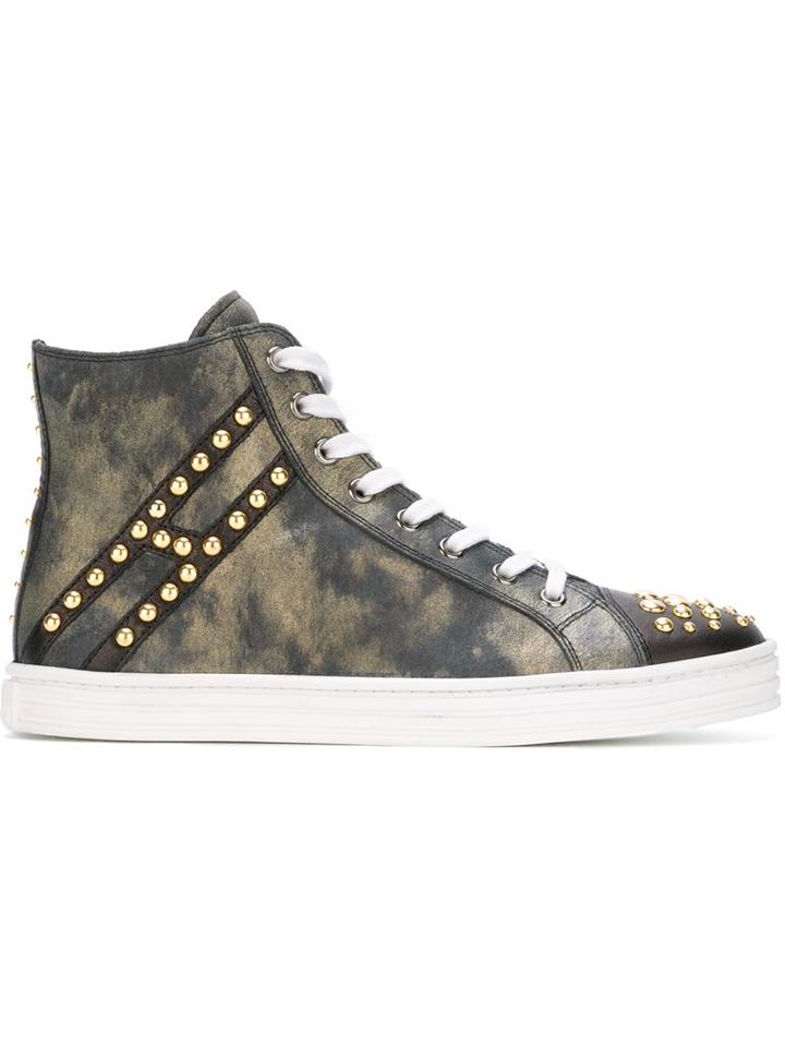 Hogan Rebel R141 Hi-top Sneakers, Women's, Size: 37.5, Grey, Leather/rubber