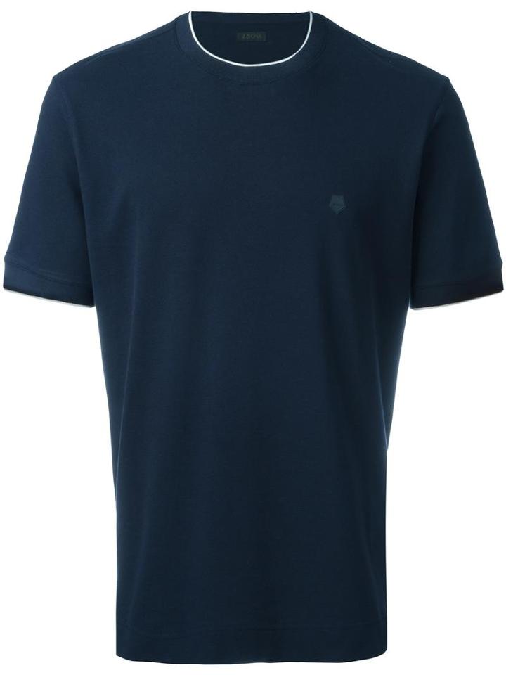 Z Zegna Pique T-shirt, Men's, Size: Large, Blue, Cotton