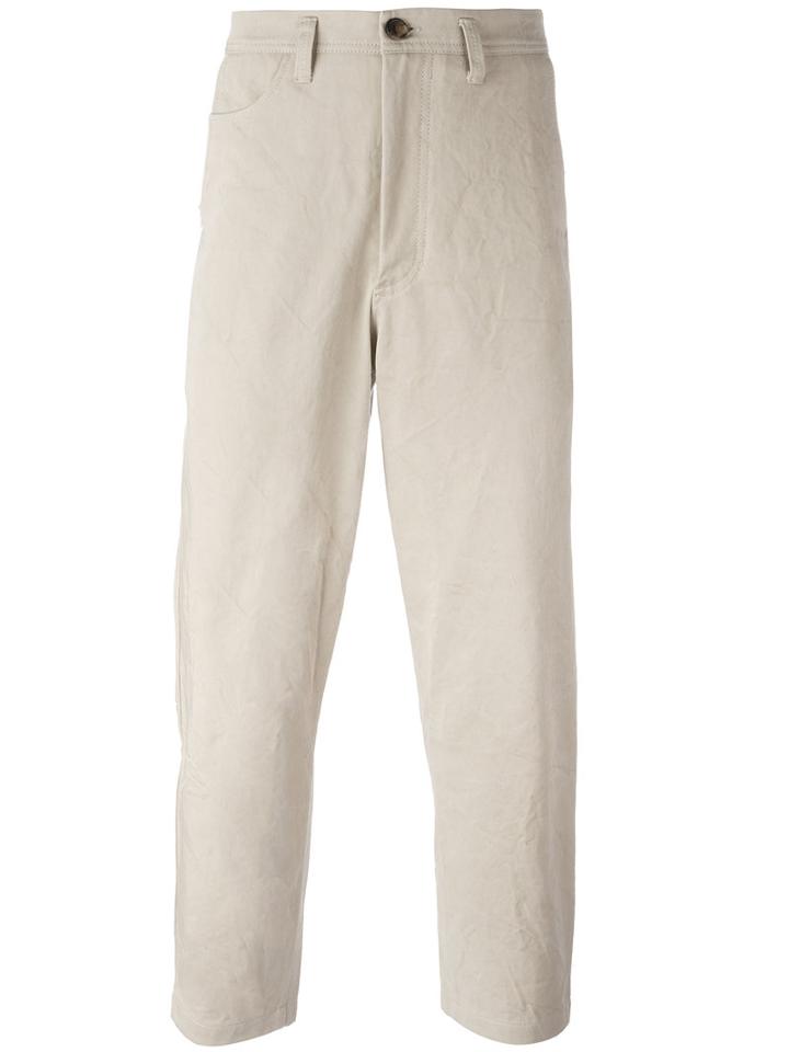 Acne Studios High-waist Cropped Trousers, Men's, Size: 48, Nude/neutrals, Cotton
