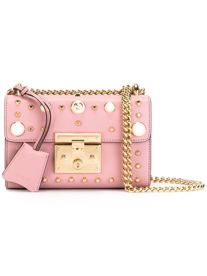 Gucci Padlock Studded Shoulder Bag, Women's, Pink/purple, Leather/brass