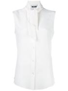 Moschino Sleeveless Neck Tie Blouse, Women's, Size: 42, White, Silk