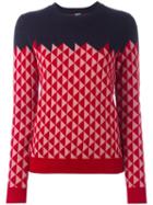 Jil Sander Navy Triangle Pattern Jumper, Women's, Size: Medium, Blue, Nylon/wool