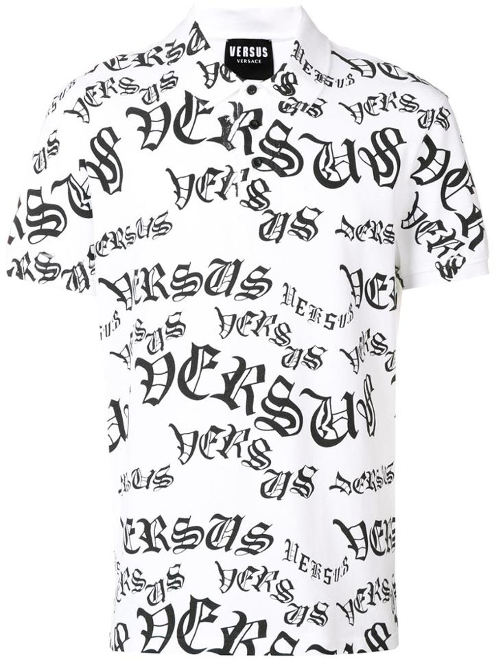 Versus Logo Print Polo Shirt - White