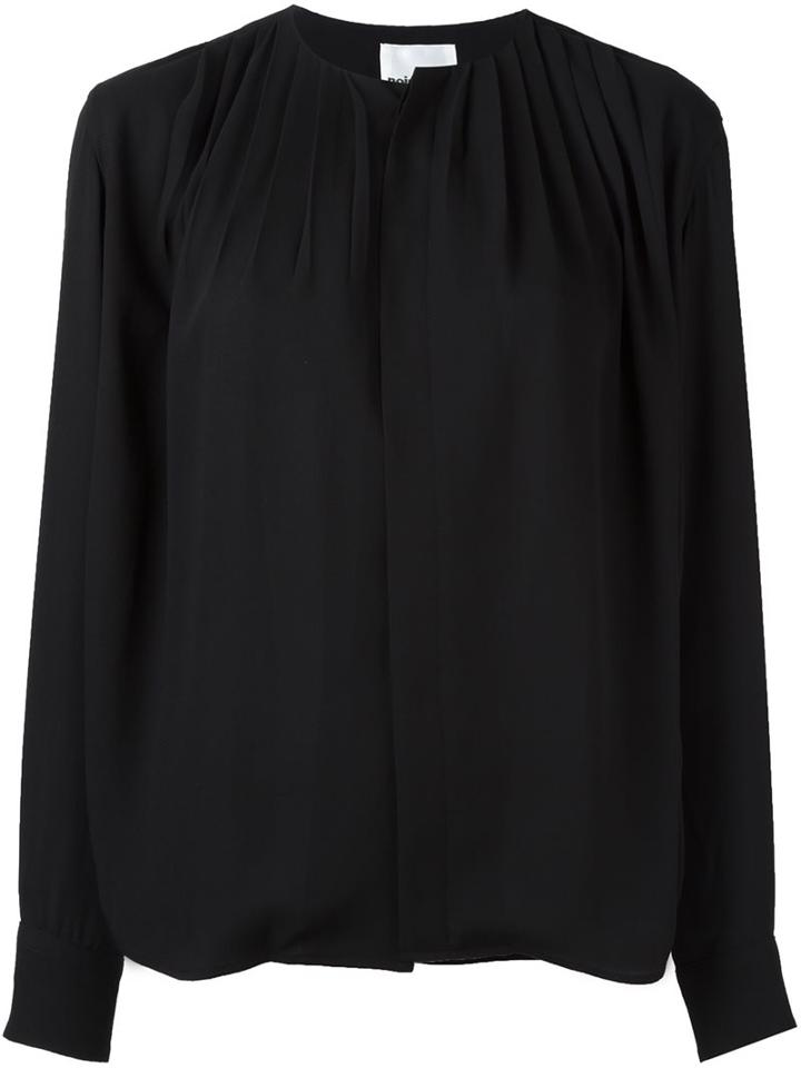 Comme Des Garçons Noir Kei Ninomiya Pleated Detail Blouse, Women's, Size: Large, Black, Polyester