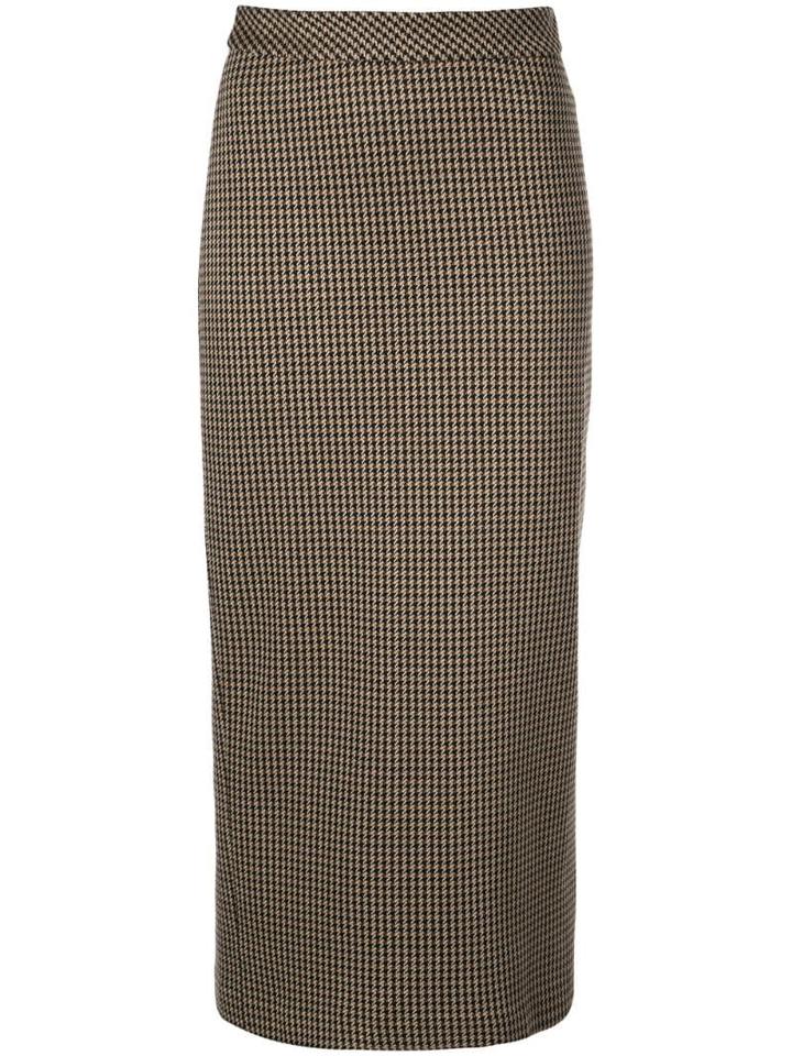 Rosetta Getty Straight Checked Skirt - Brown