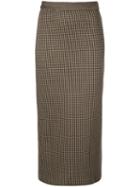 Rosetta Getty Straight Checked Skirt - Brown