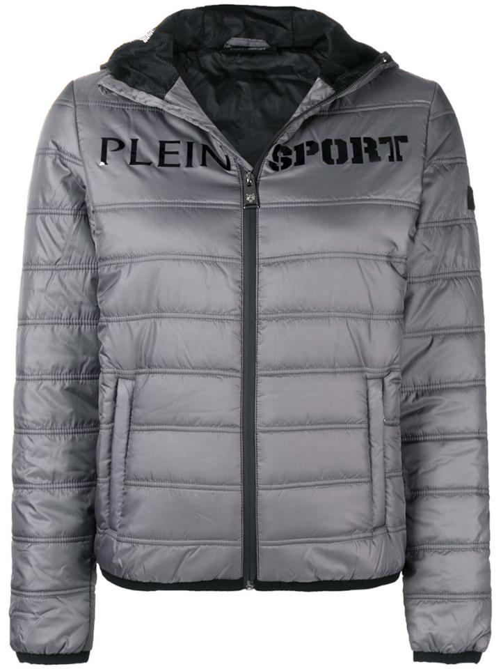 Plein Sport Logo Print Padded Jacket - Grey