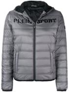 Plein Sport Logo Print Padded Jacket - Grey