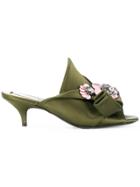 No21 Abstract Bow Embellished Mules - Green