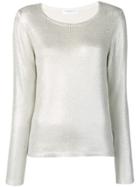 Majestic Filatures Metallic Knitted Top - Silver