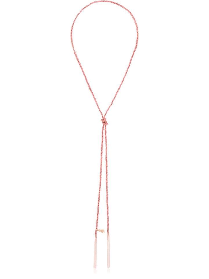 Carolina Bucci Pink Baby Girl Charm Lucky Silk And Gold Necklace -