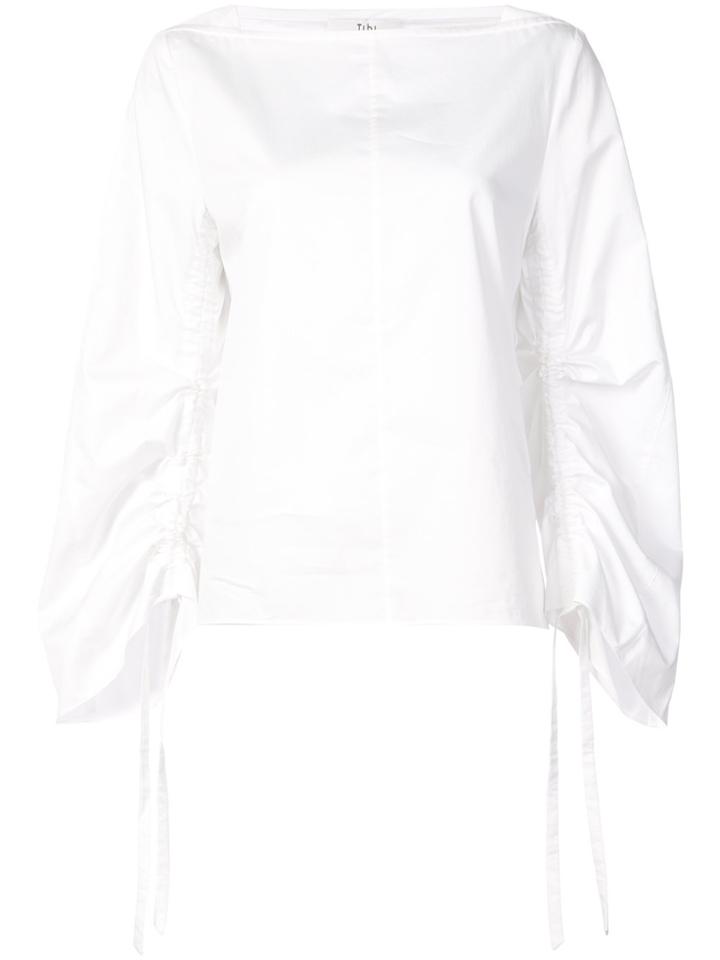 Tibi Gathered Sleeve Top - White