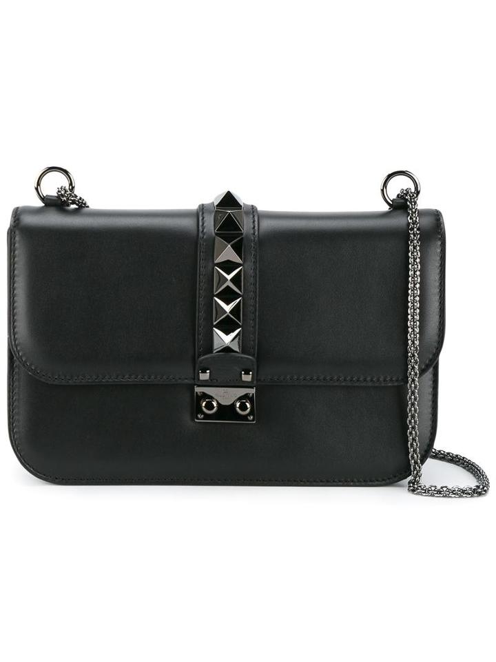Valentino Valentino Garavani Glam Lock Shoulder Bag, Women's, Black, Leather/metal