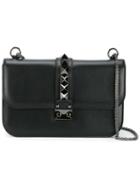 Valentino Valentino Garavani Glam Lock Shoulder Bag, Women's, Black, Leather/metal