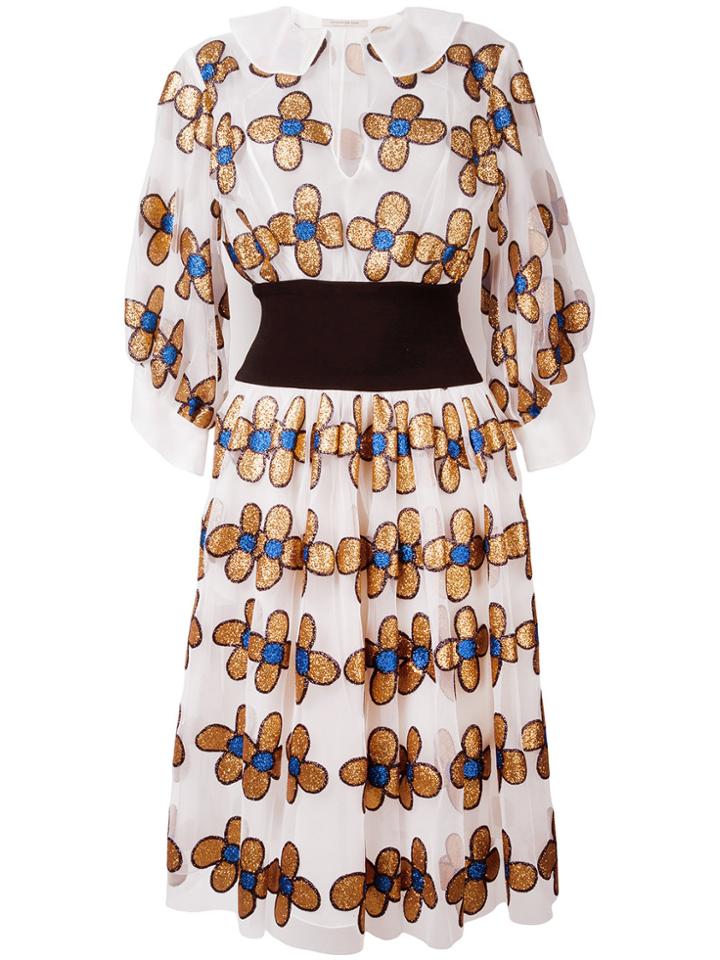 Christopher Kane Allover Flower Shirt Dress - White
