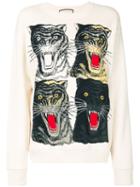Gucci - Tiger Face Oversized Sweatshirt - Women - Cotton - M, Nude/neutrals, Cotton