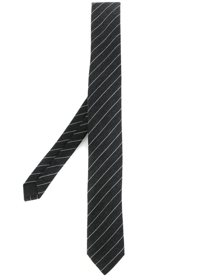 Saint Laurent Tennis Stripe Skinny Tie - Grey