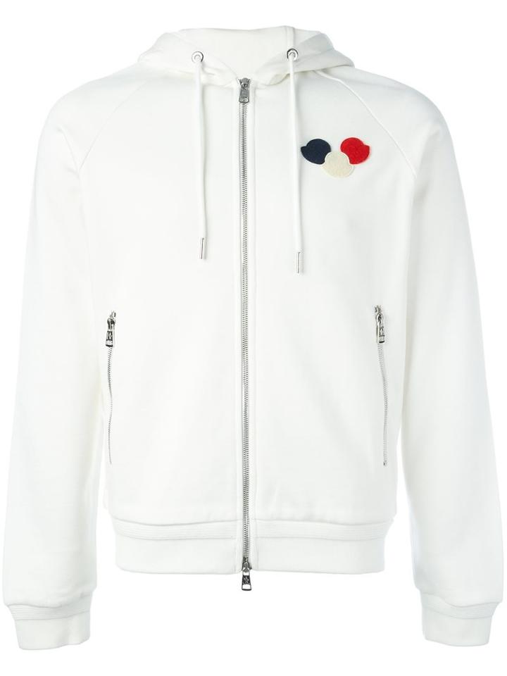 Moncler Logo Plaque Hoodie, Men's, Size: Xs, White, Cotton