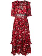 Self-portrait Floral Shirt Maxi Dress - Red