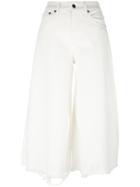 Off-white Cropped Wide-leg Jeans, Women's, Size: 28, White, Cotton/spandex/elastane