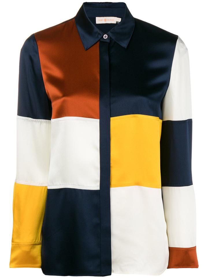 Tory Burch Colour-block Fitted Shirt - Blue