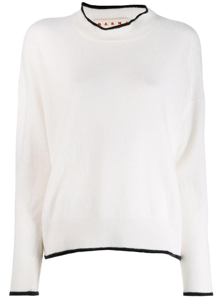 Marni Contrast Piping Detailed Sweater - White