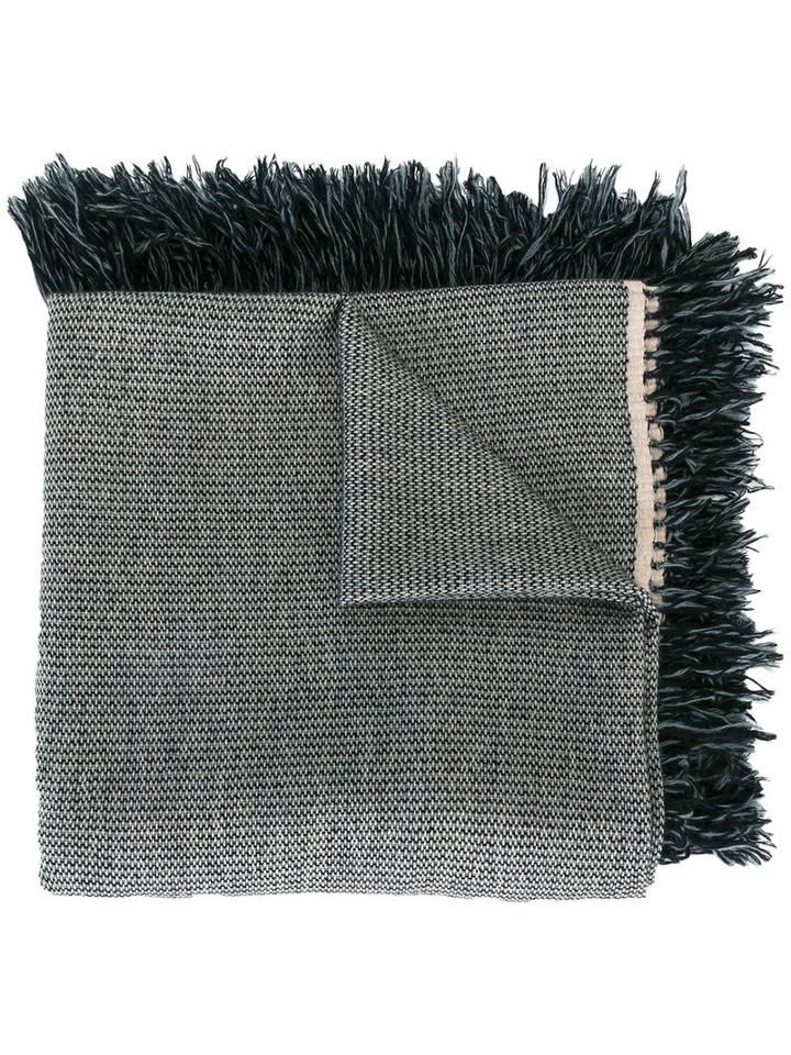 Isabel Marant Fringed Trim Knitted Scarf, Women's, Grey, Wool/cashmere