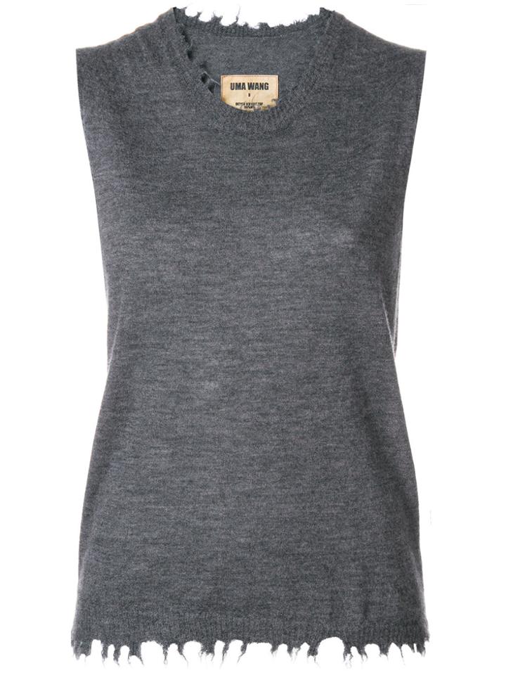 Uma Wang Sleeveless Distressed Hem Sweater - Grey
