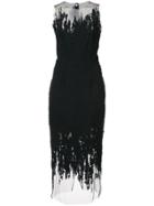Oscar De La Renta Sheer-panel Pencil Midi Dress - Black