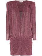Attico Deep V-neck Metallic Mini-dress - Purple