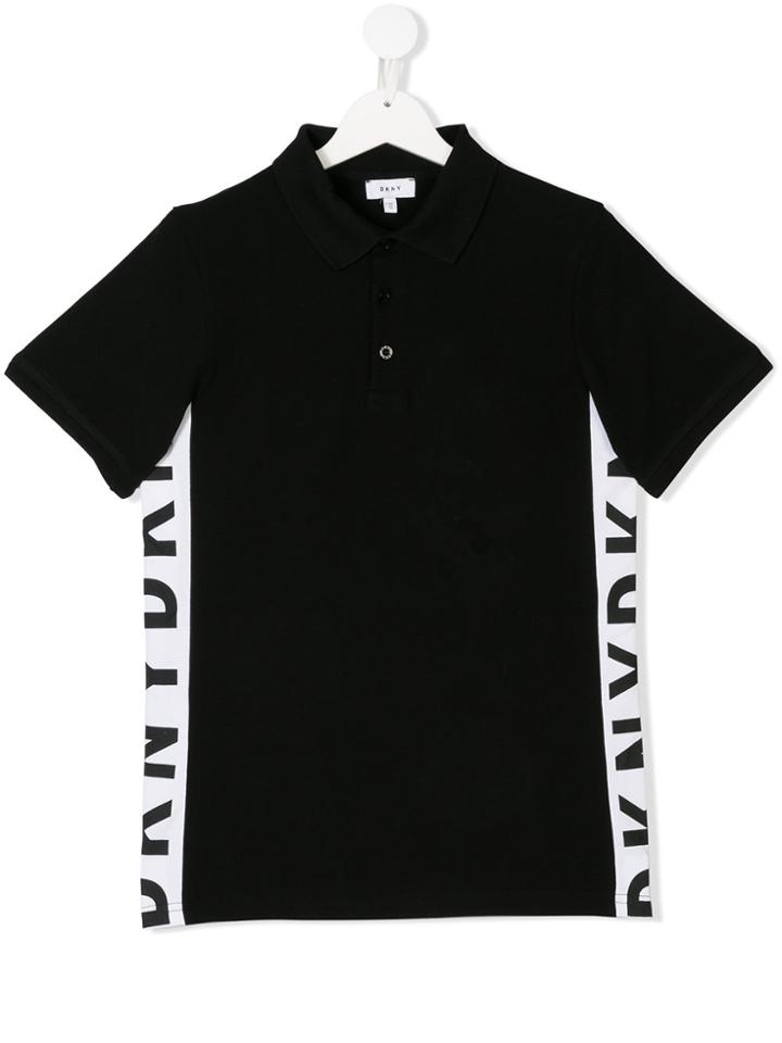 Dkny Kids Logo Side Stripe Polo Shirt - Black