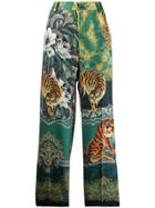 F.r.s For Restless Sleepers Tiger Jungle Print Trousers - Green